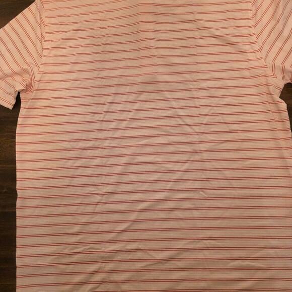 Maelreg Men's Golf Polo Shirt Medium Pink Red Stripe Performance NWT - Picture 5 of 5